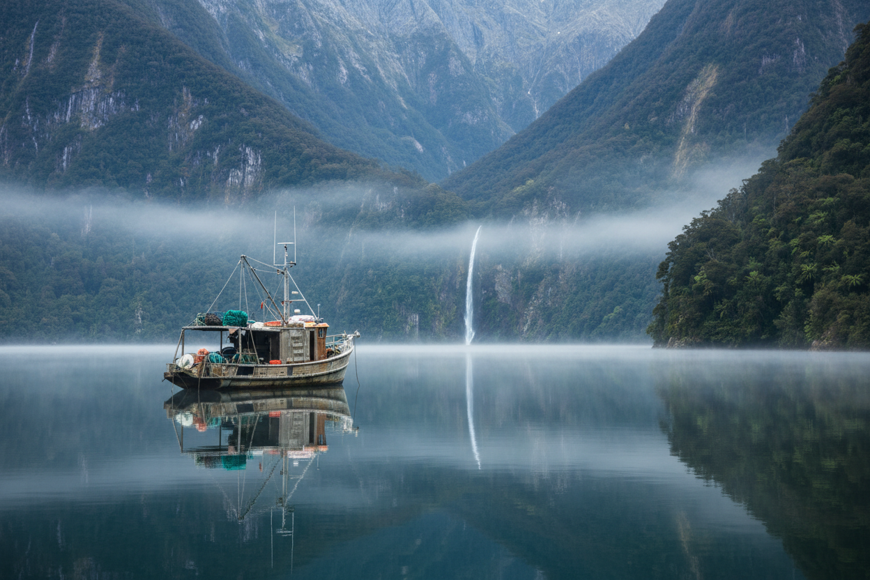 Abalone dive boat in Dusky Sound